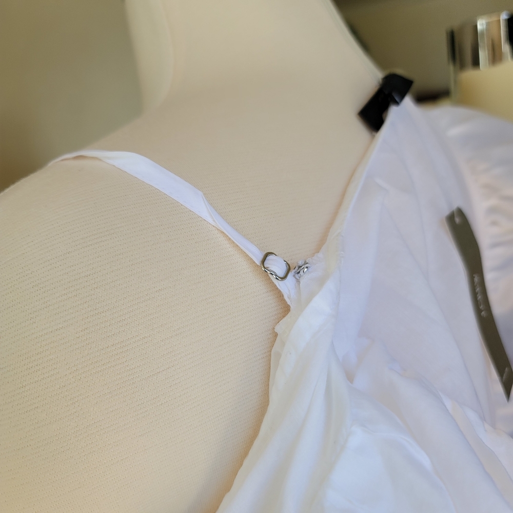 New! J Crew sz M Ruffle-sleeve White Cotton Voile Summer Midi Dress NWT - Picture 7 of 7